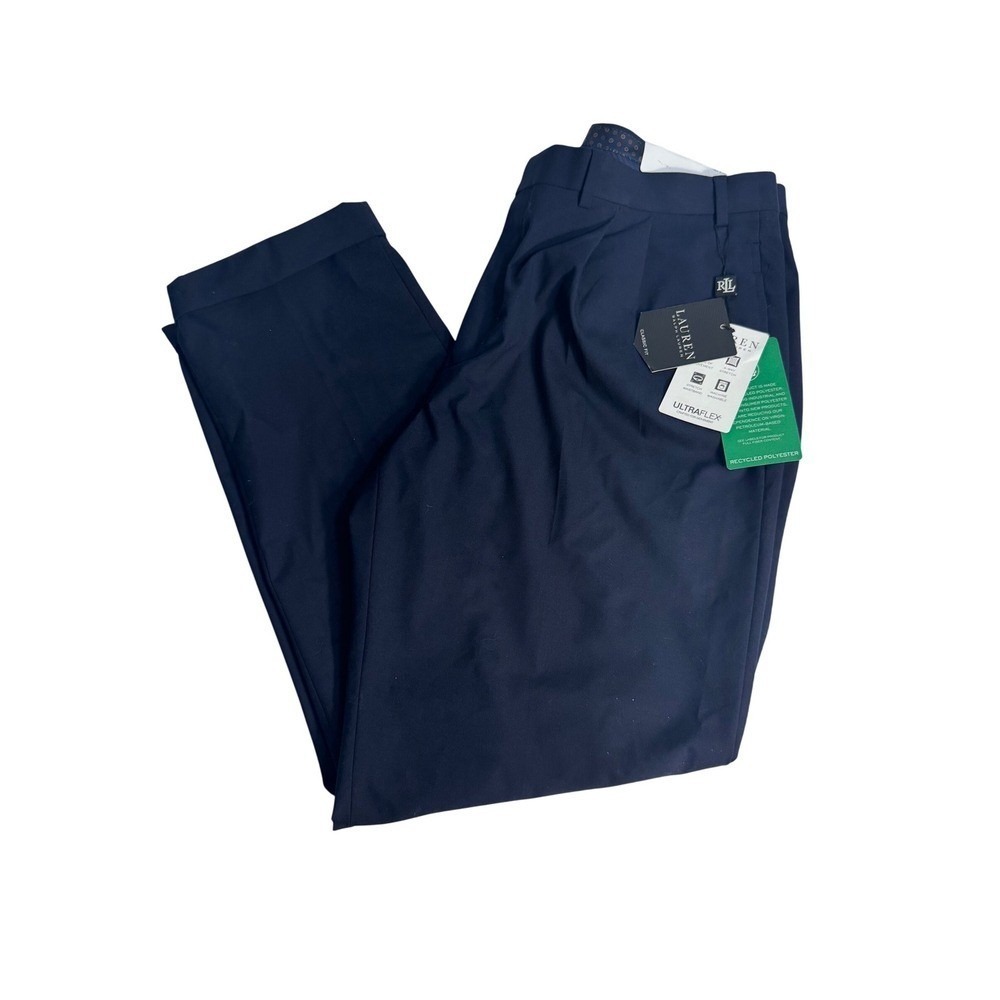 New! Lauren Ralph Lauren Men's Ultraflex Dress Pants Navy Classic Fit 40W x 32L